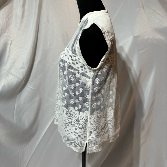CABI Prudence White Lace Sheer Top w/ Veri White Top Size S - Picture 10 of 13